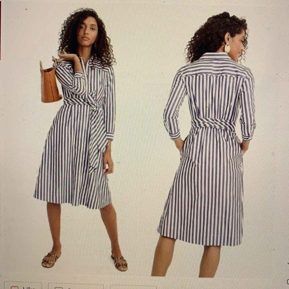 JCrew Striped MIDI Shirt Dress w/ Tie